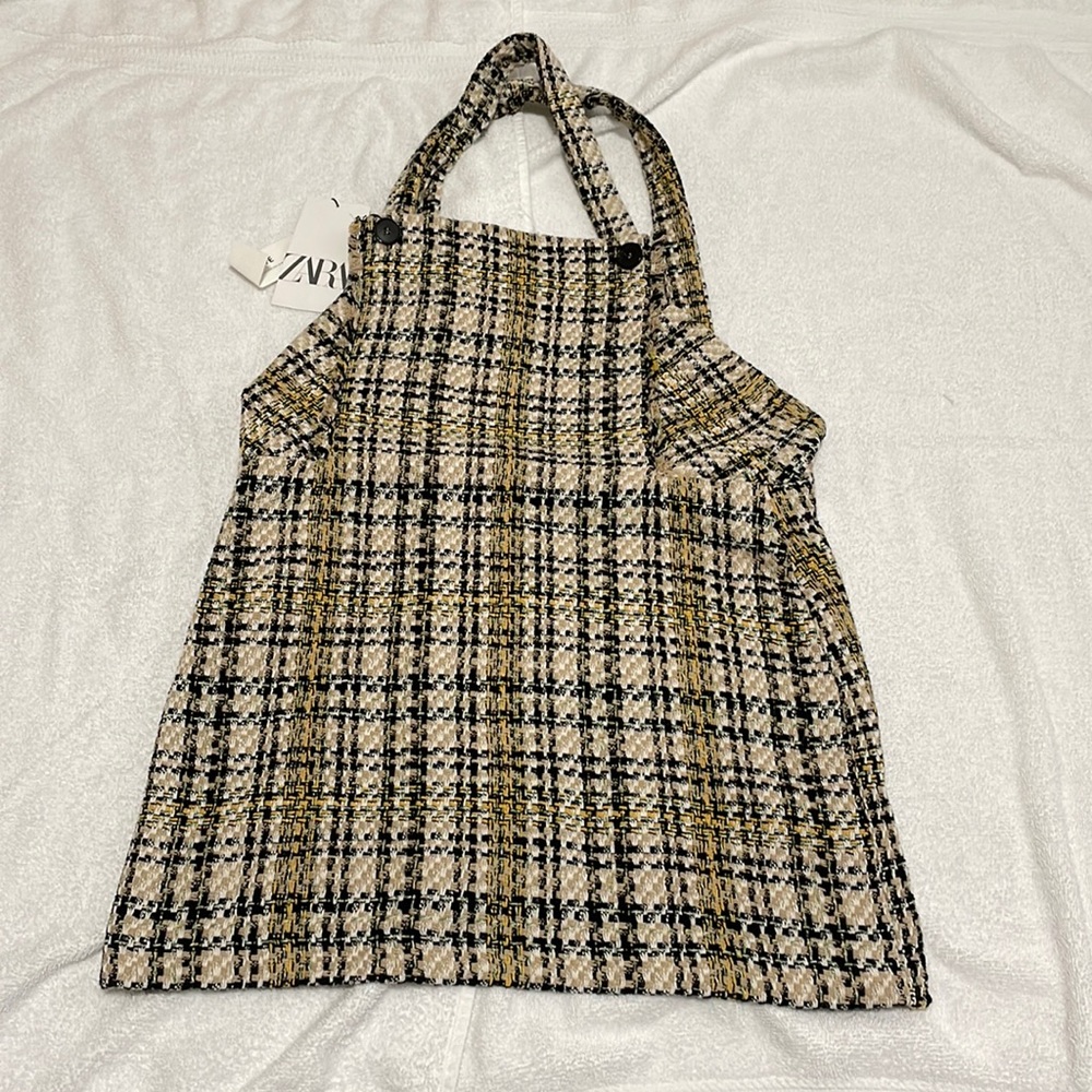 NWT Zara pinafore plaid mini dress. M